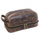 Daytrekr Distress Leather Shave Kit Brown